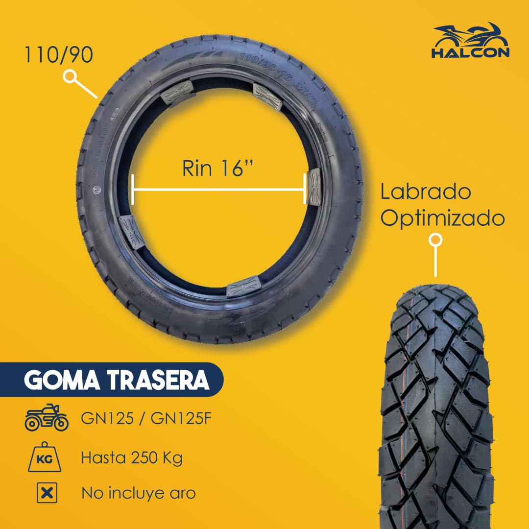 NEUMÁTICO TRASERO 110/90-16